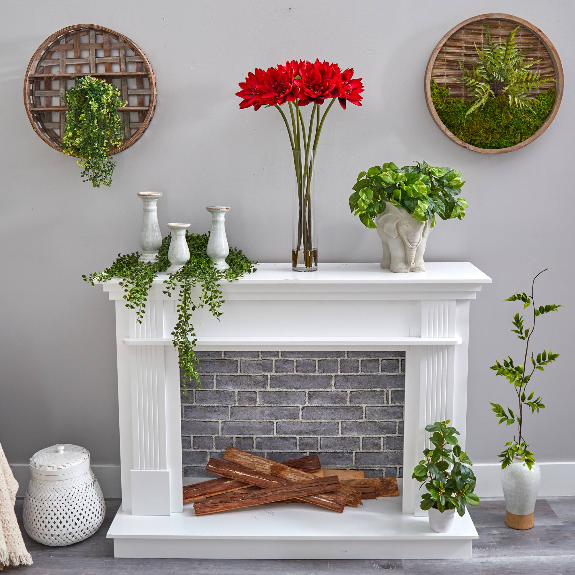 2.5ft. Red Lotus Arrangement in Cylinder Vase